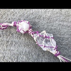 ✨ Clear Quartz / Rose Quartz Macrame Necklace ✨